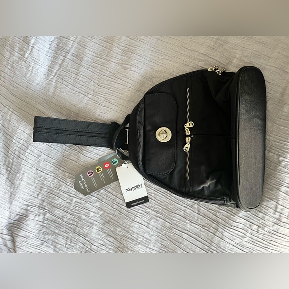 Baggallini Naples Convertible Small Daypack Sling Crossbody, Black - Picture 9 of 9